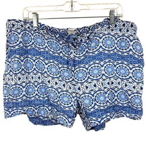 Caribbean & Company Blue Printed Shorts Casual Preppy Boho XXL